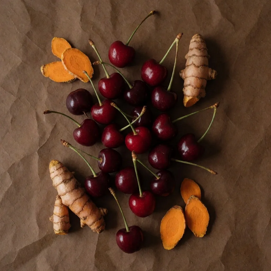 Tart cherries on dark paper
