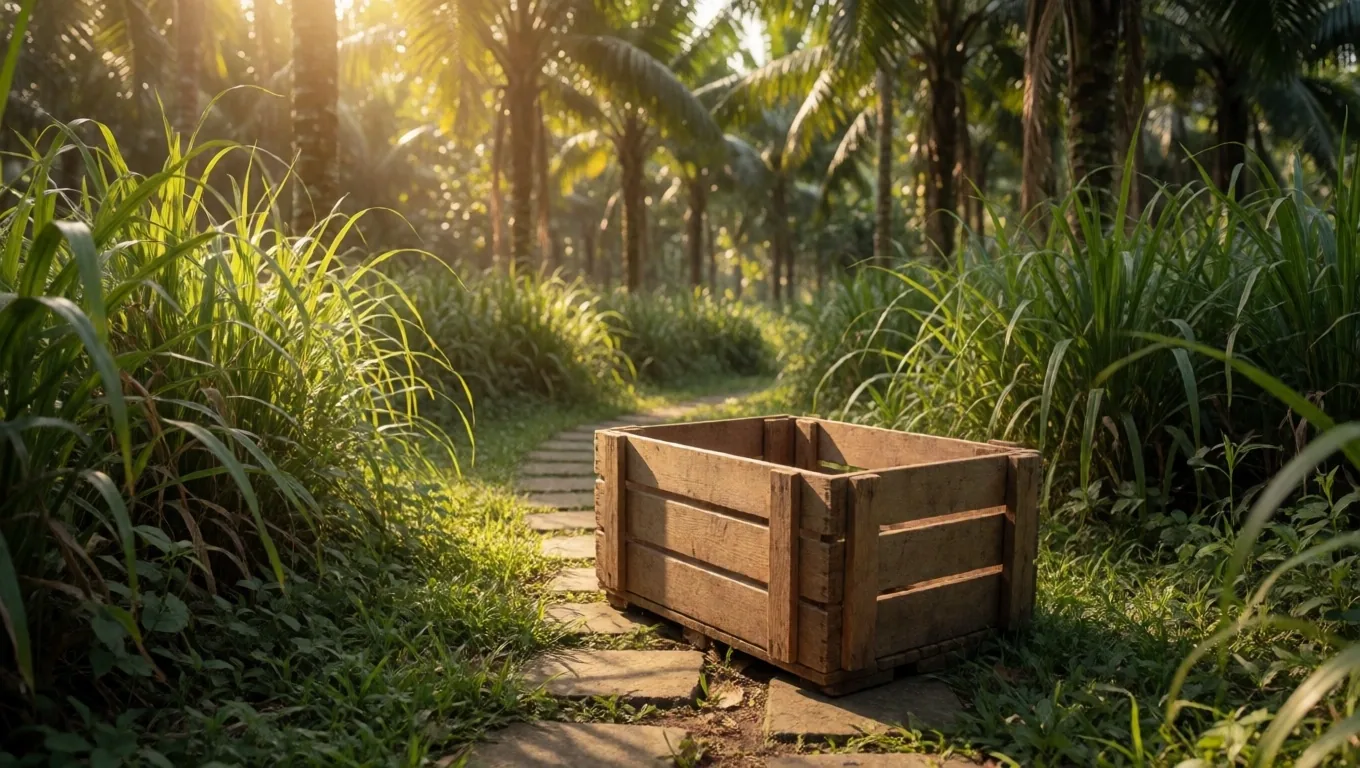 Tropical herb garden at golden hour